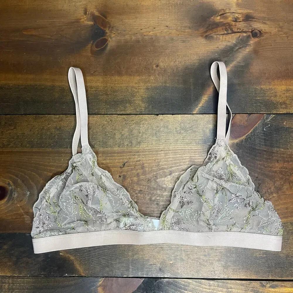 Etam Louange Embroidered Floral Non Padded Bralette Romantic Women's 36C